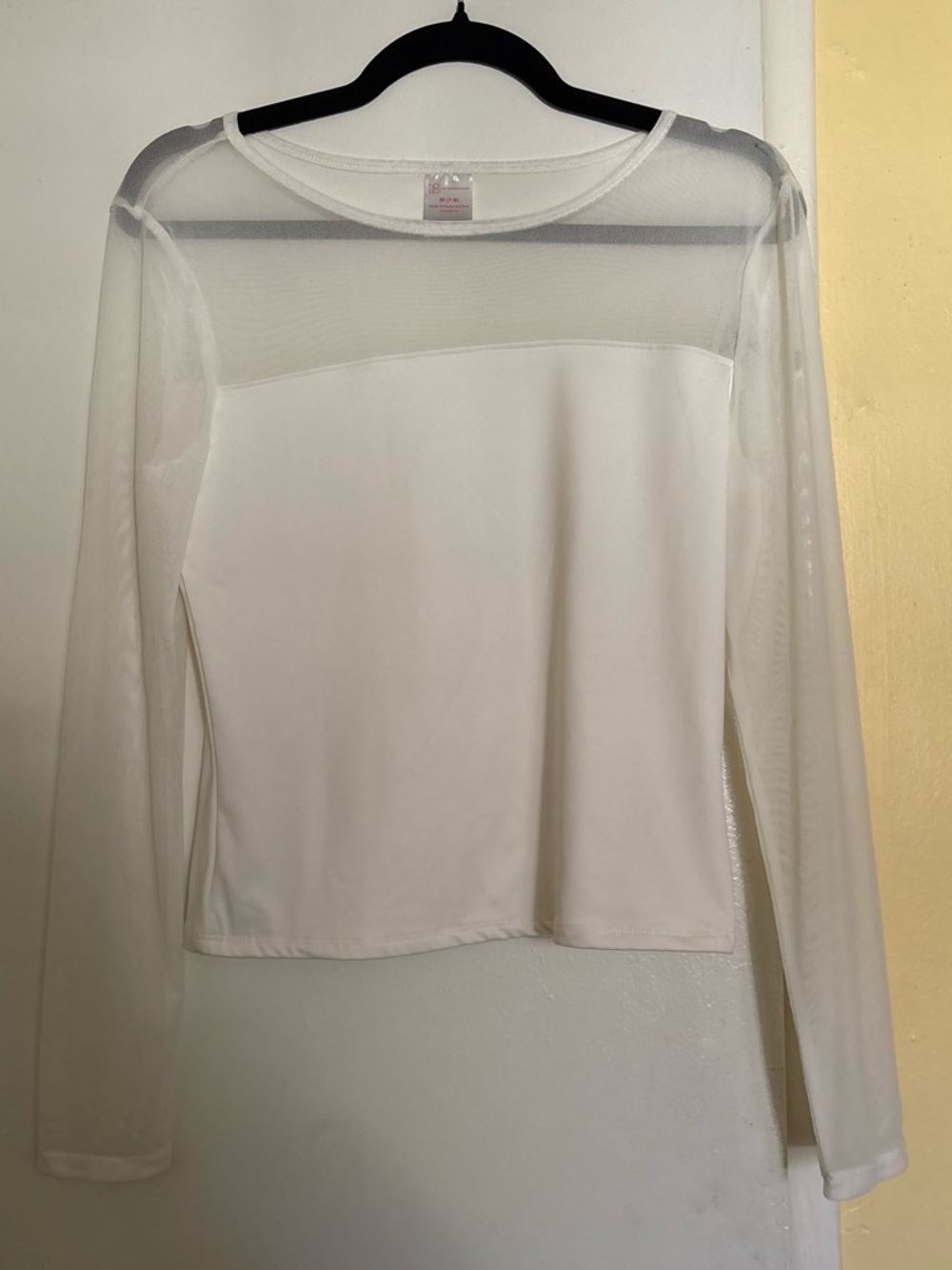 No Boundaries White Sheer Yoke Long Sleeve Top